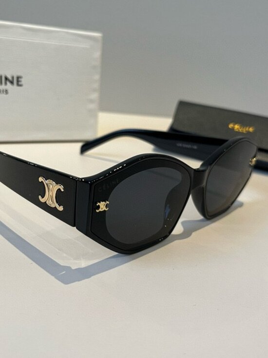 Celine 1479 Black Sunglasses – Gold Logo, Italy-Made, Retro-Modern, Gift Ready